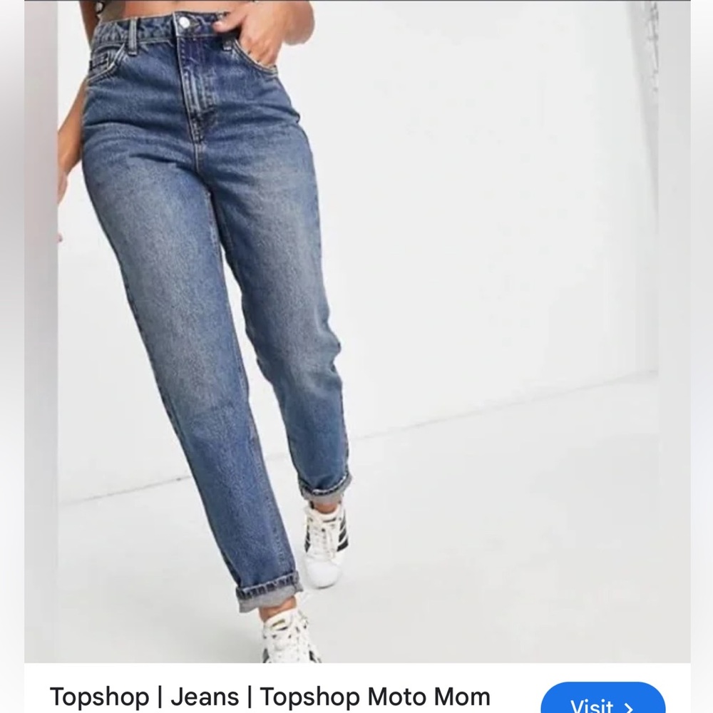 Topshop Blue Moto Mom Jeans 28x28